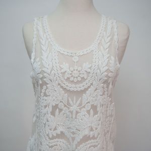 Say What? White Lace Tank Top